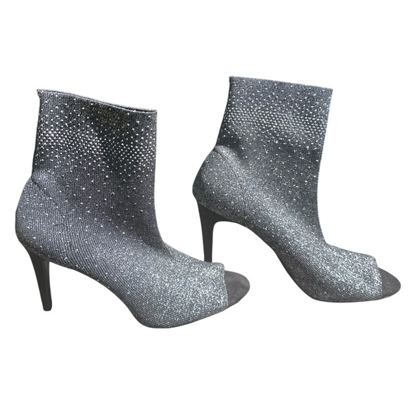 INC International Concepts Shoes - INC International size 10 Silver black Glitter Rhinestone Peep Toe Ankle Boots